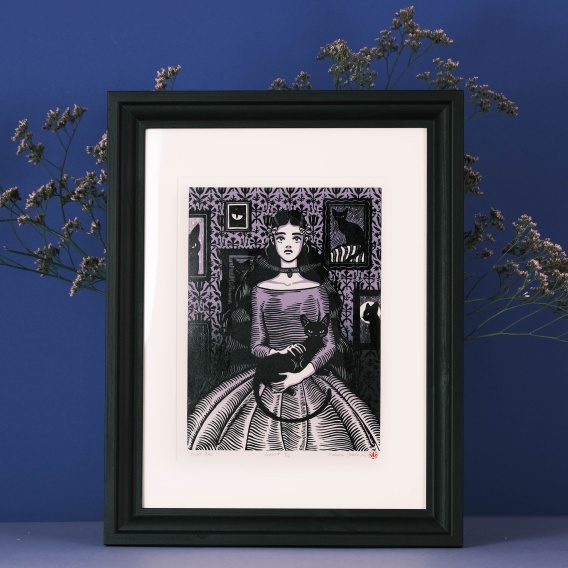 Violet Pale - award winning linocut print by Natalia Tredo